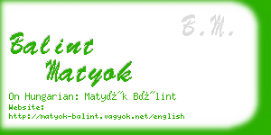 balint matyok business card